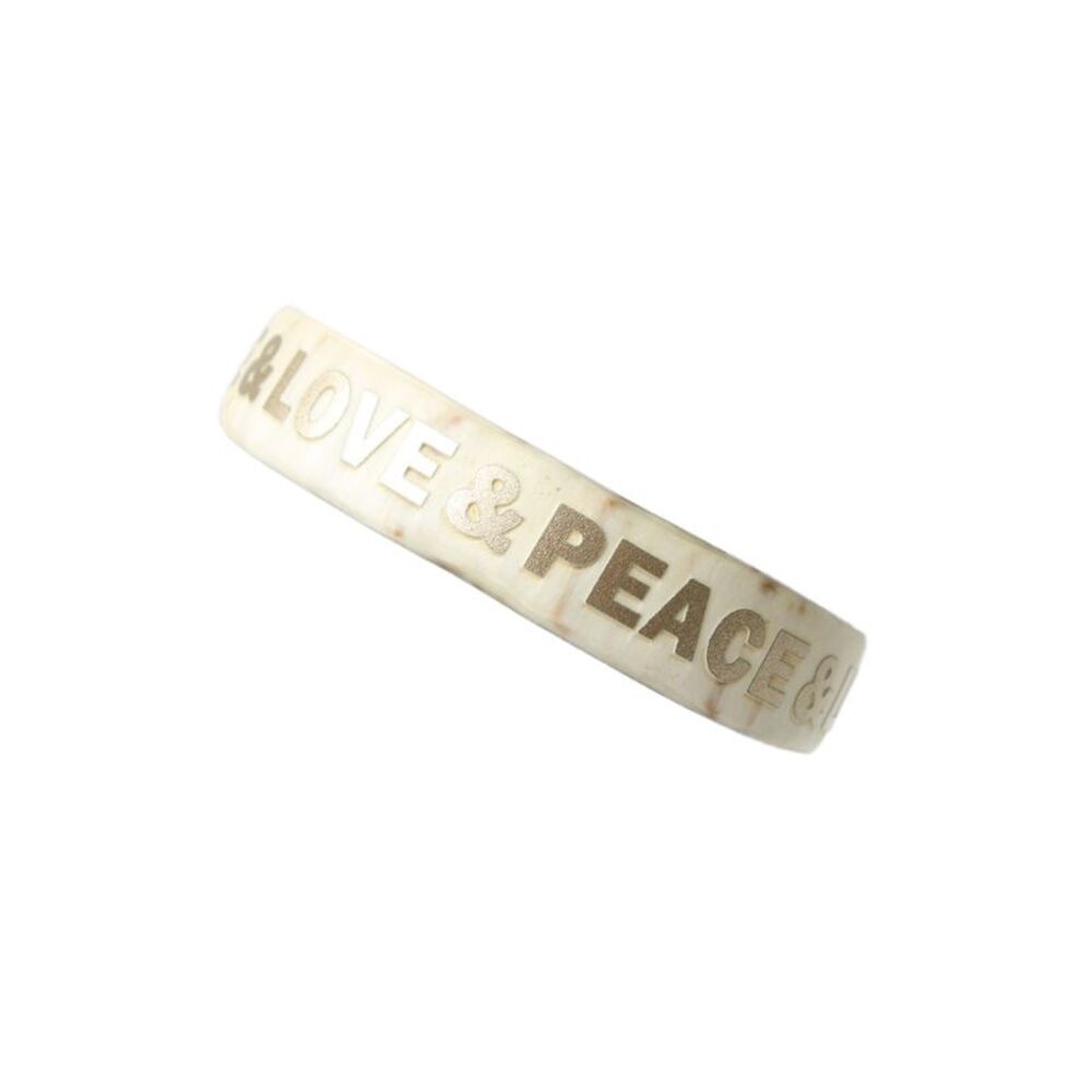 Pono Womens Brown Tone Carved Horn Peace & Love Bangle OS